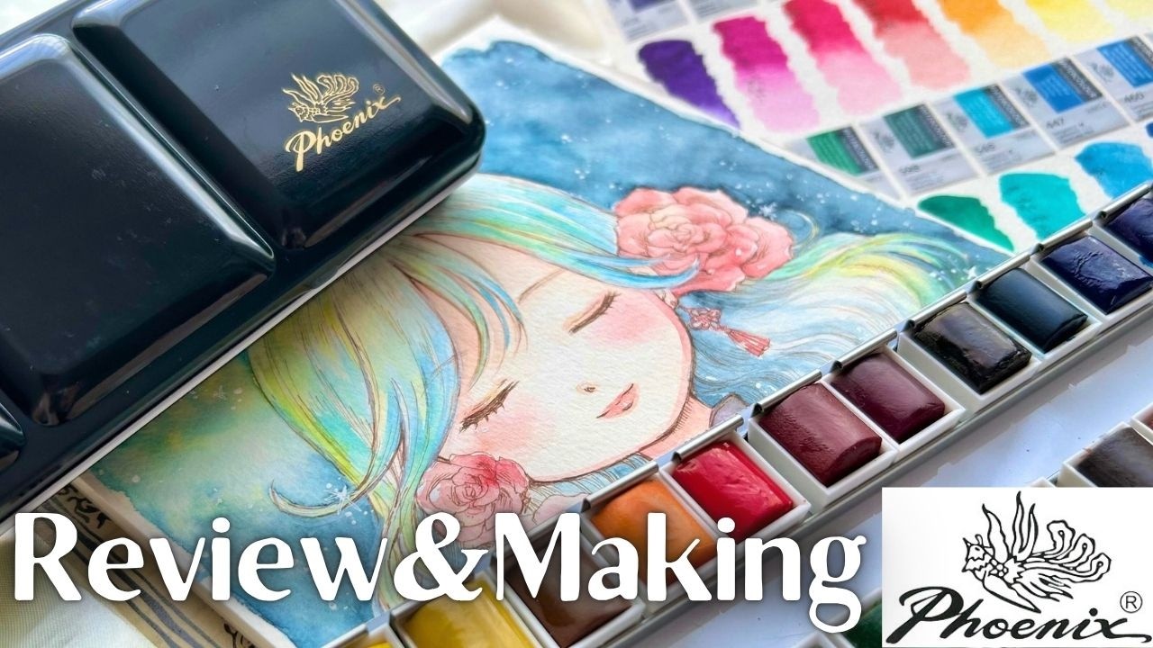 【Phoenix®︎水彩絵具レビュー】美しすぎた透明水彩24色の色見本&制作メイキング【開封・画材紹介】【#142】