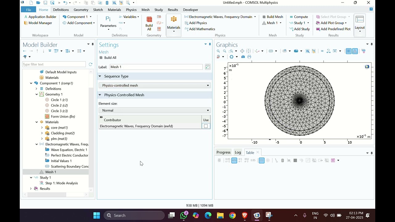 Single Mode fiber simulation on COMSOL