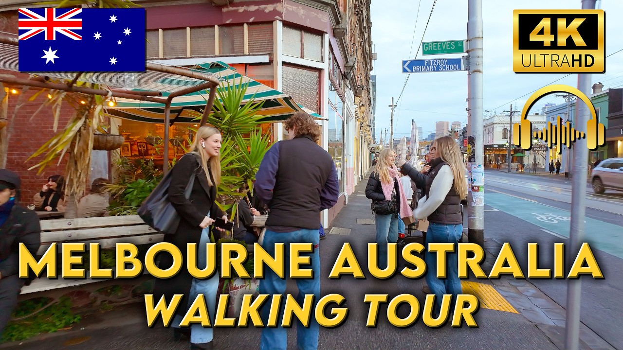 WALKING TOUR MELBOURNE AUSTRALIA | Cool Lygon St to Funky Brunswick St | 4KUHD | Binaural Audio