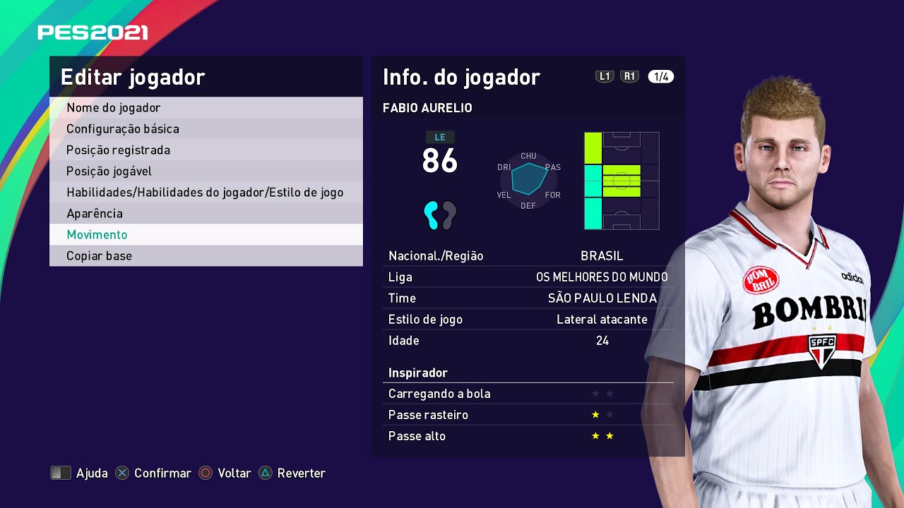 Criar Fabio Aurelio São Paulo Legend #game #efootball #ps5 #pes24 #fifa #shorts #jogoonline