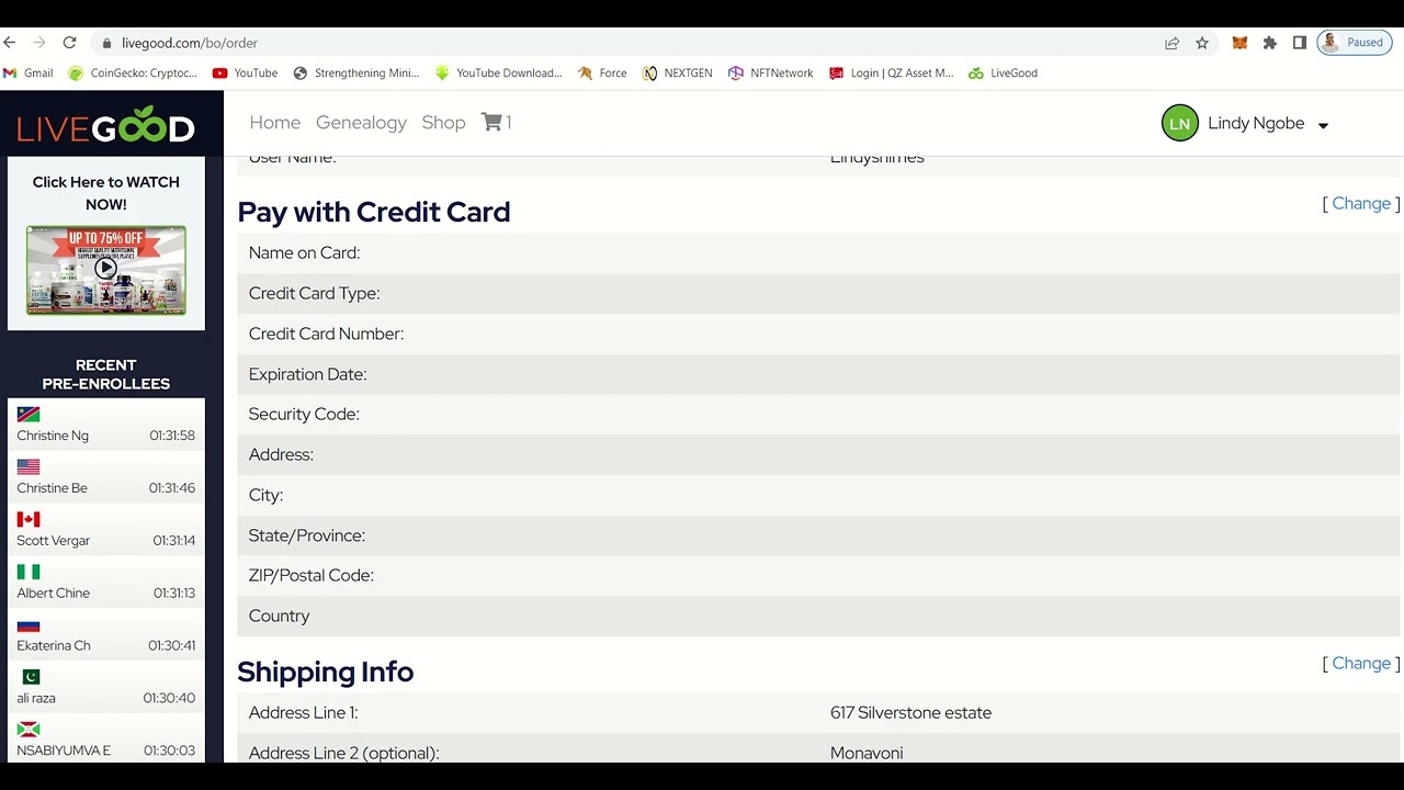 LIVEGOOD - How to pay for your membership fee.
