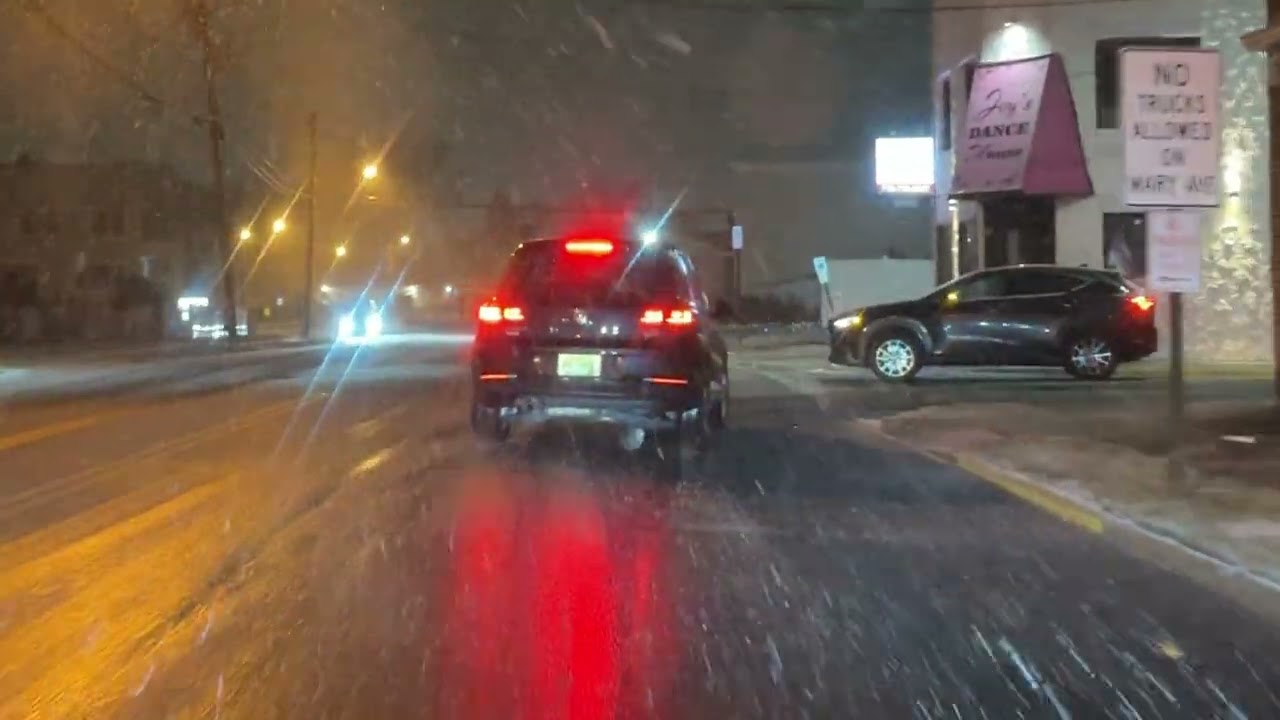 Driving Through Woodbridge NJ During a Snow Storm
