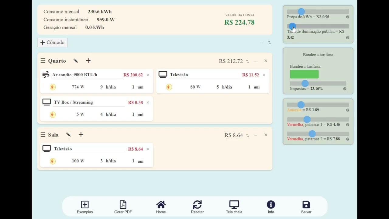 App Consumo de Energia Elétrica - SimuFísica