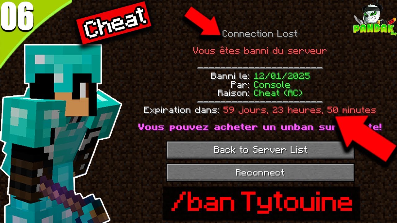 Je me suis fait BANNIR pour CHEAT du SERVEUR !! | PandakMc - Ep 06