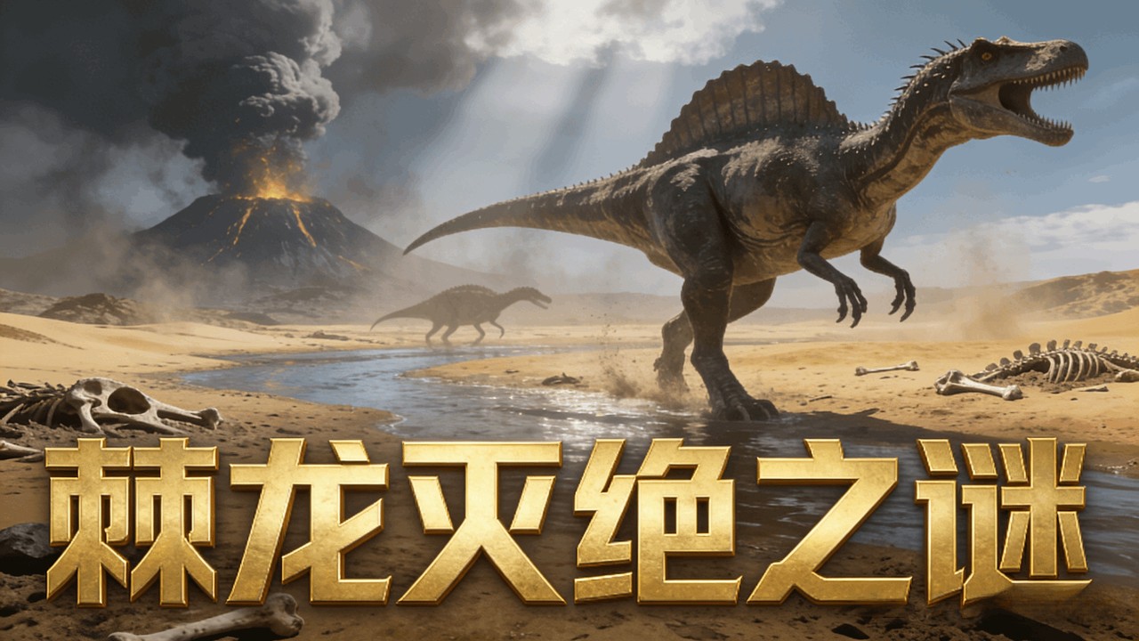 棘龙这个物种更偏向于半水生的陆地生活，但是棘龙灭绝的原因至今都是一个被黄沙掩埋的谜团，科学界的主流观点认为有可能是火山爆发遮天蔽日，改变了全球气候，你觉得呢？