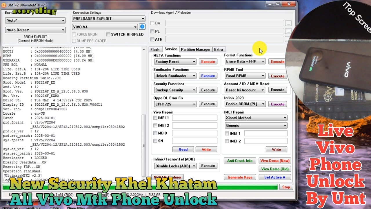 Vivo New Security Phone Unlock By Umt 2025 / Mtk Cpu Phone Unlock By Umt Vivo y16 Phone