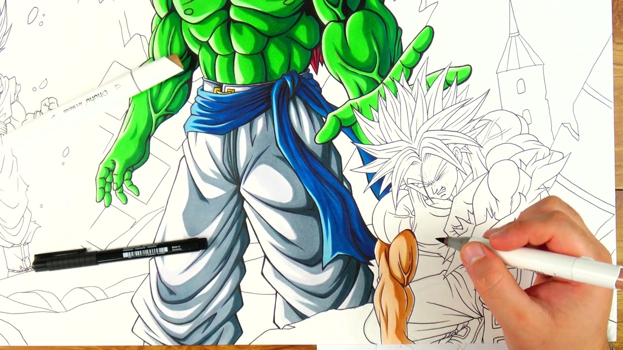 Coloring Future Trunks & Gohan SSj2 vs Bojack in Real Time