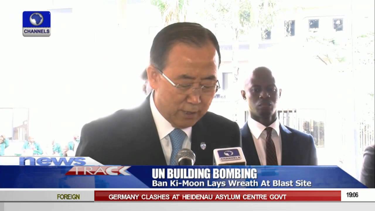 Ban Ki-moon Lays Wreath At UN Building Attacked By Boko Haram