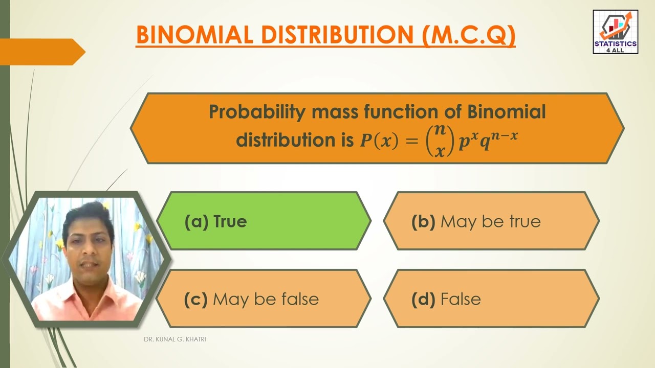 BINOMIAL DISTRIBUTION MCQ'S PART-1 #STATISTICS4ALL  @STATISTICS4ALL  #DISTRIBUTION #BINOMIAL #PROBAB