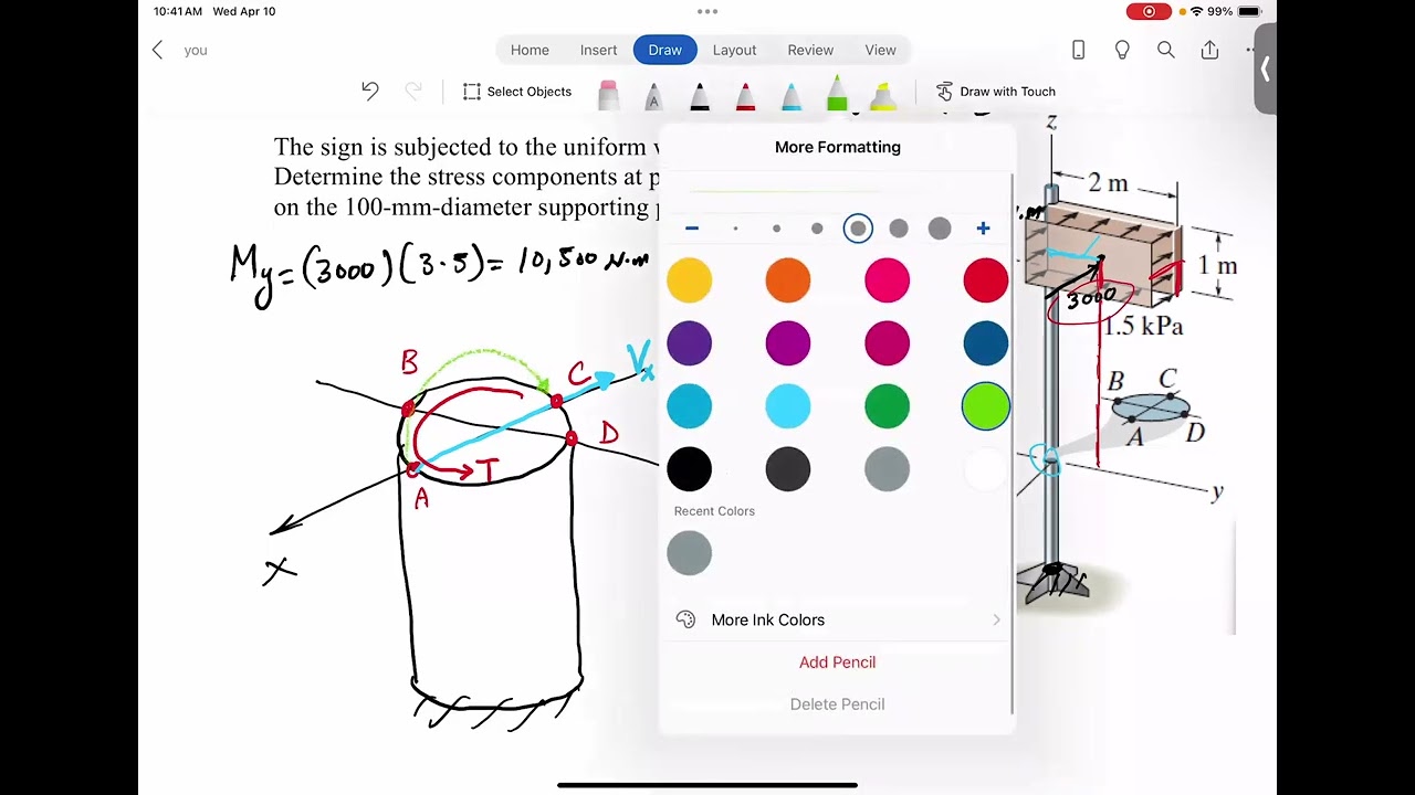 Stress Analysis of a Sign Under Combined Loading: Wind Pressure Example
