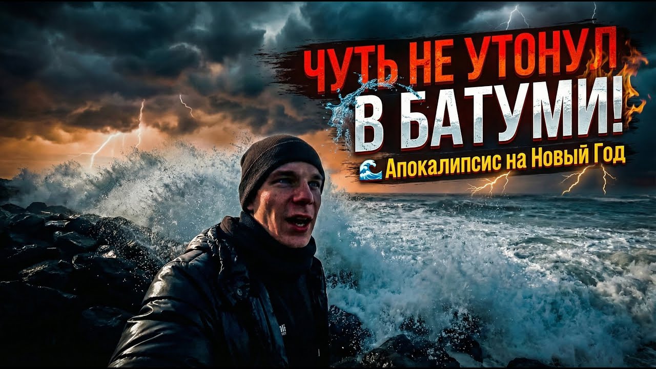 ЧУТЬ НЕ УТОНУЛ В БАТУМИ! 🌊 Апокалипсис на Новый Год и мой День Рождения | Грузия 2026 | 3 Часа назад