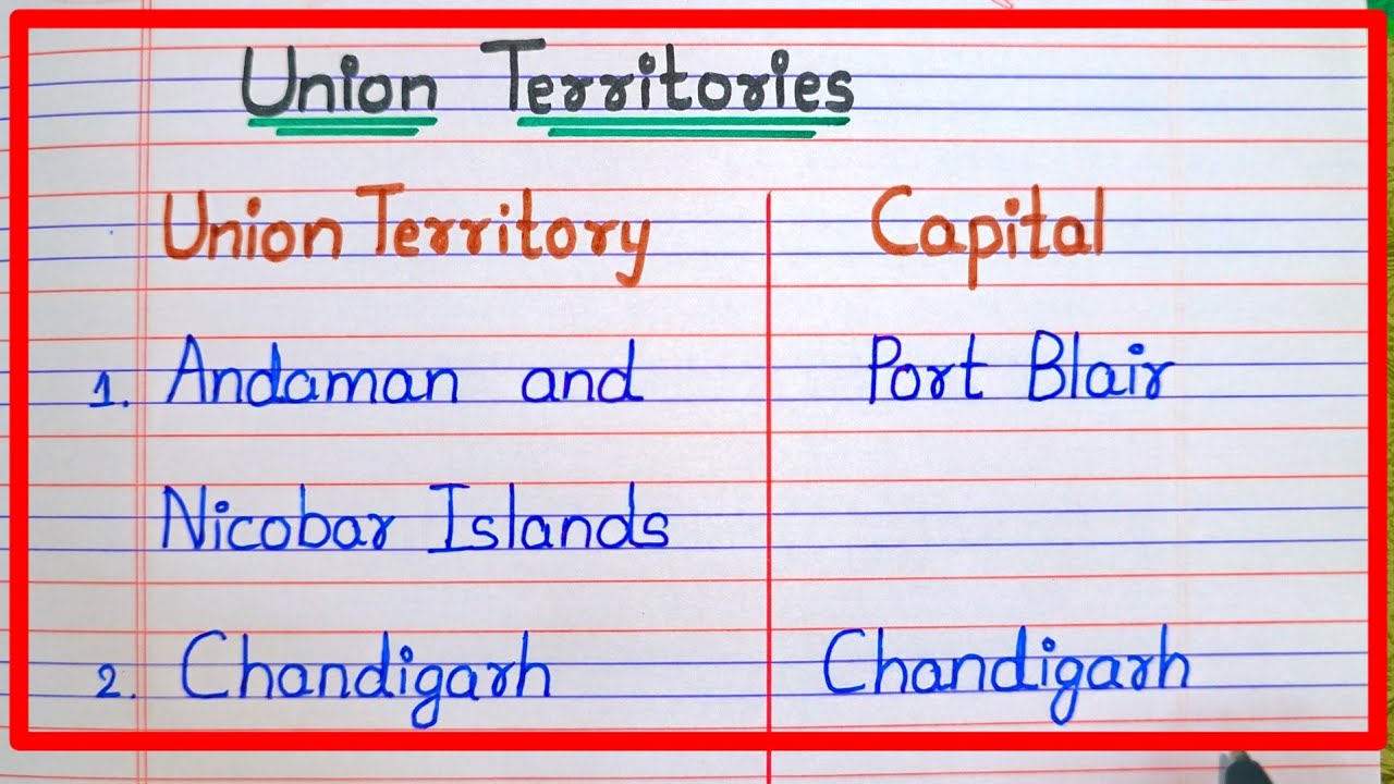 # union territories and their capitals of India # territories 