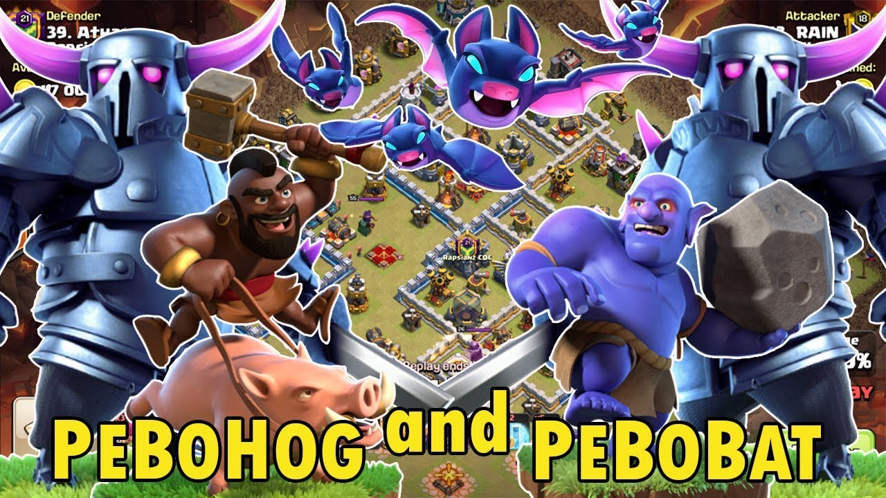 THE BEST SKILL !! PEBOHOG + BAT & PEBOBAT ATTACK STRATEGY TH12 3-STAR ( clash of clans )