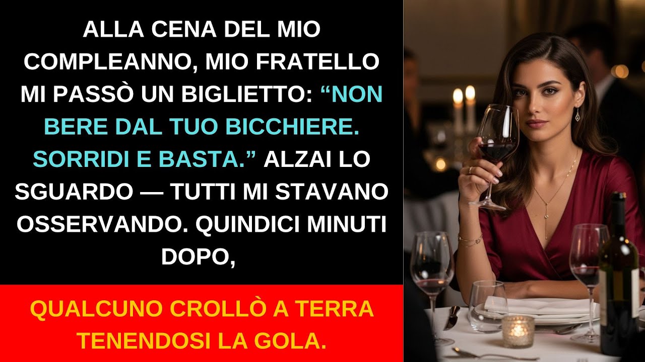 Mio fratello mi passò un biglietto: “Non bere dal bicchiere” — così finsi di sorseggiare e osservai.