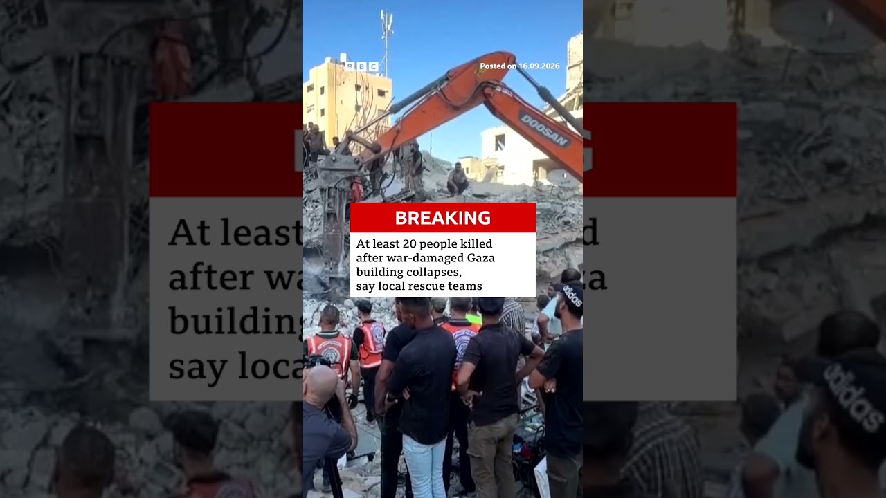 At least 20 people killed after war-damaged Gaza building collapses - local rescue teams. #BBCNews