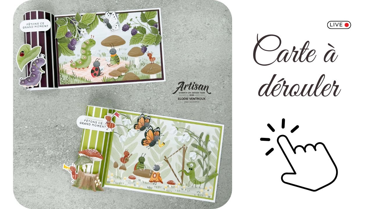 Carte à dérouler - jolies bestioles #stampinup #diy #loisircreatif #carterie