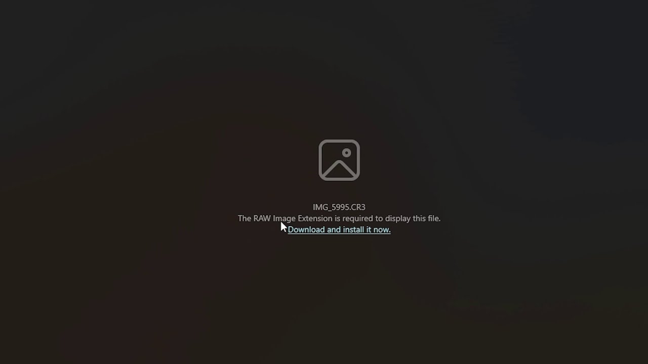 Fix The Raw Image Extension is Required to Display This File Error when viewing images