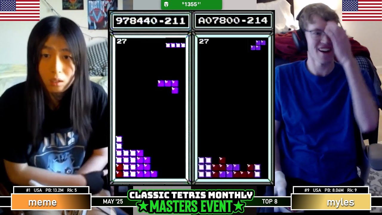 TAKING IT TO THE END!! Meme, Myles | Top 8 | Classic Tetris Monthly Masters Event May 2025