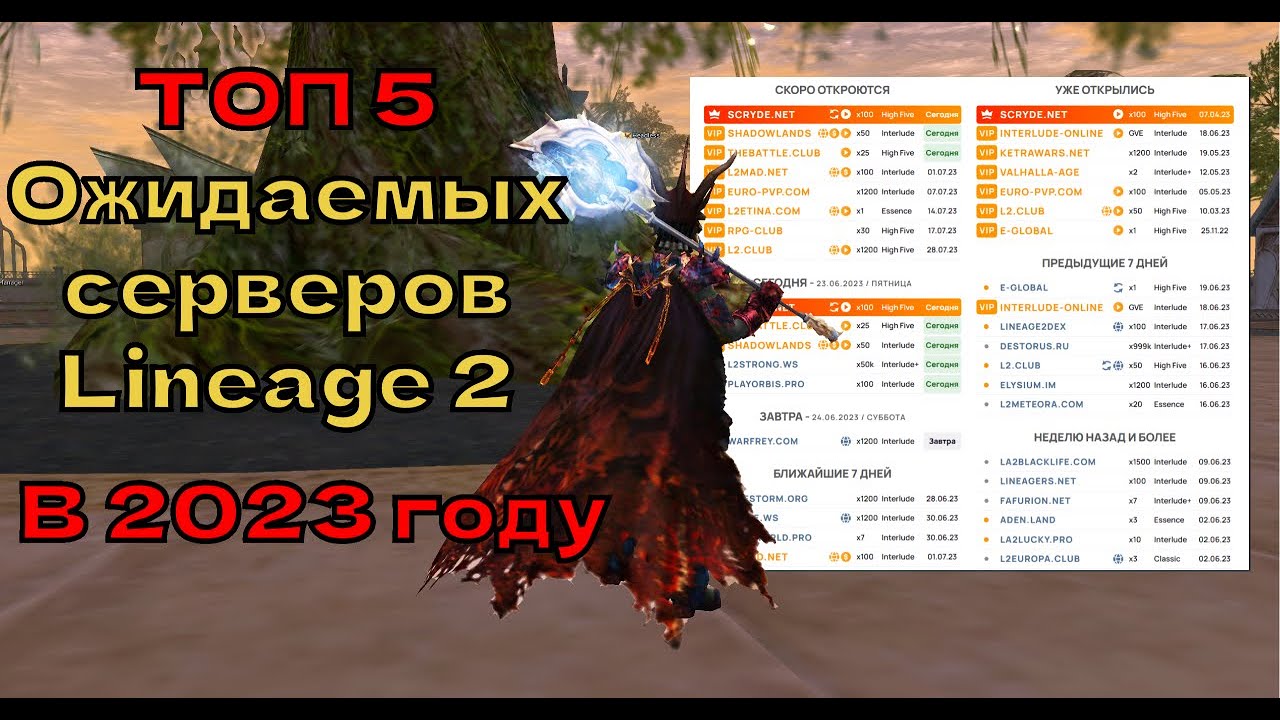ТОП 5 ОЖИДАЕМЫХ СЕРВЕРОВ LINEAGE 2 в 2023 ГОДУ