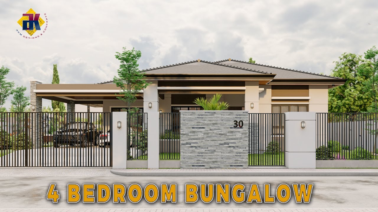 4 Bedroom Bungalow HOUSE DESIGN | 175 sqm. | Exterior & Interior Animation