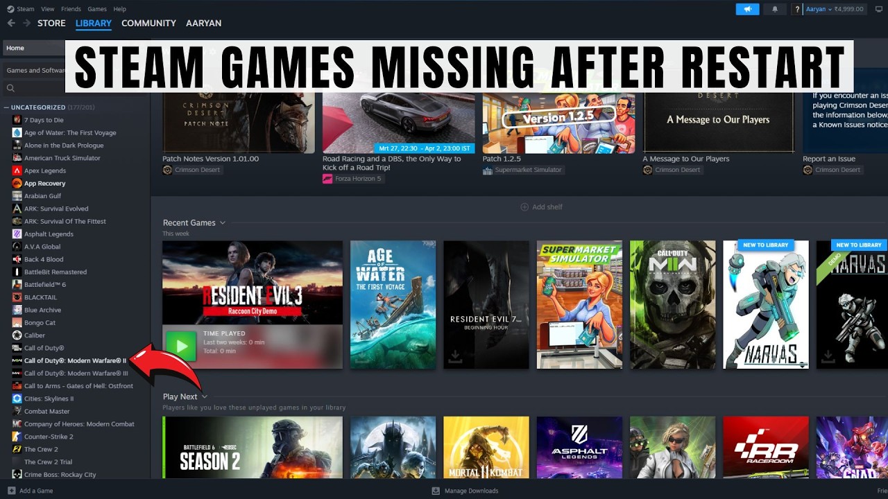 Как исправить проблему с отображением игр из Steam Tools в библиотеке после перезапуска
