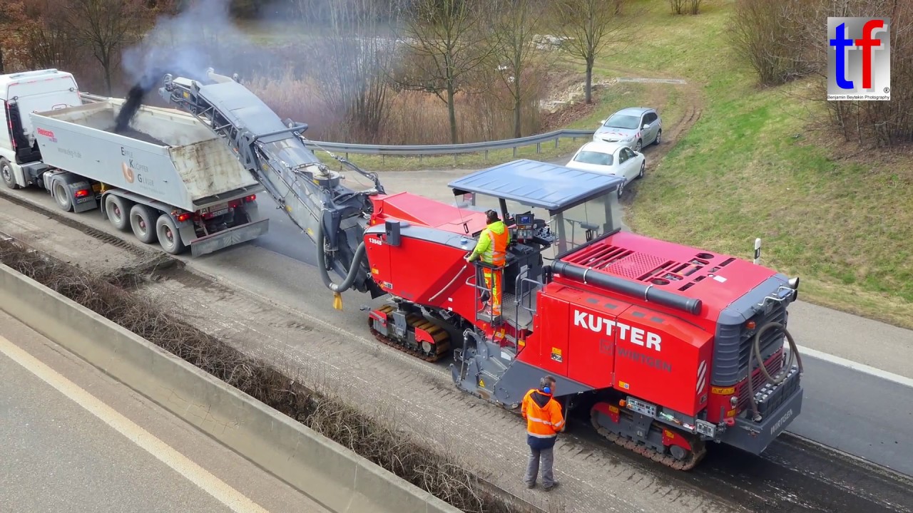 WIRTGEN W 220 Large Milling Machine & Trucks / Sattelkipper, B 14, Fellbach, 16.03.2018. #3