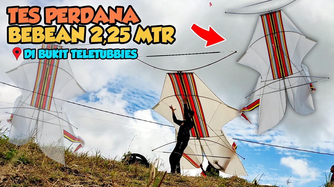 TERBANG PERDANA BEBEAN PLASTIK 2,25 METER. Angin Kurang Mendukung, BENTUKNYA DAH GANTENG 😍🔥