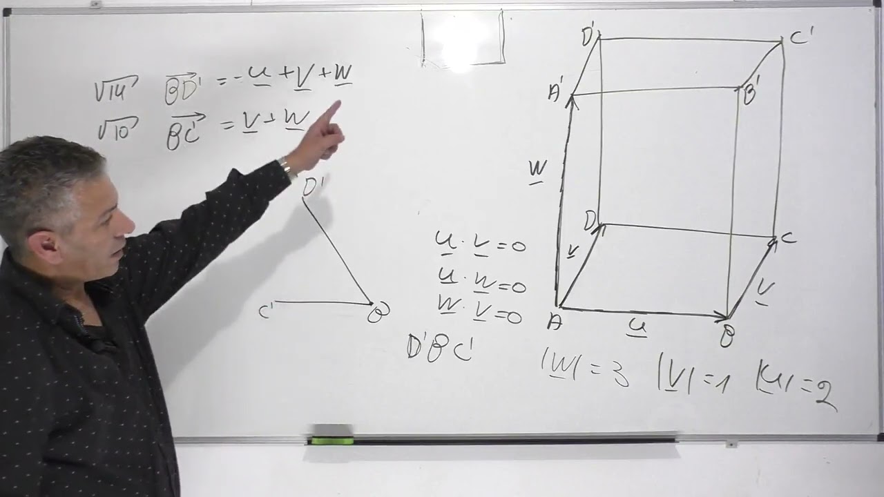 קורס הוקטור הגיאומטרי-שיעור 33- זוית בין שני וקטורים -בעיות במרחב