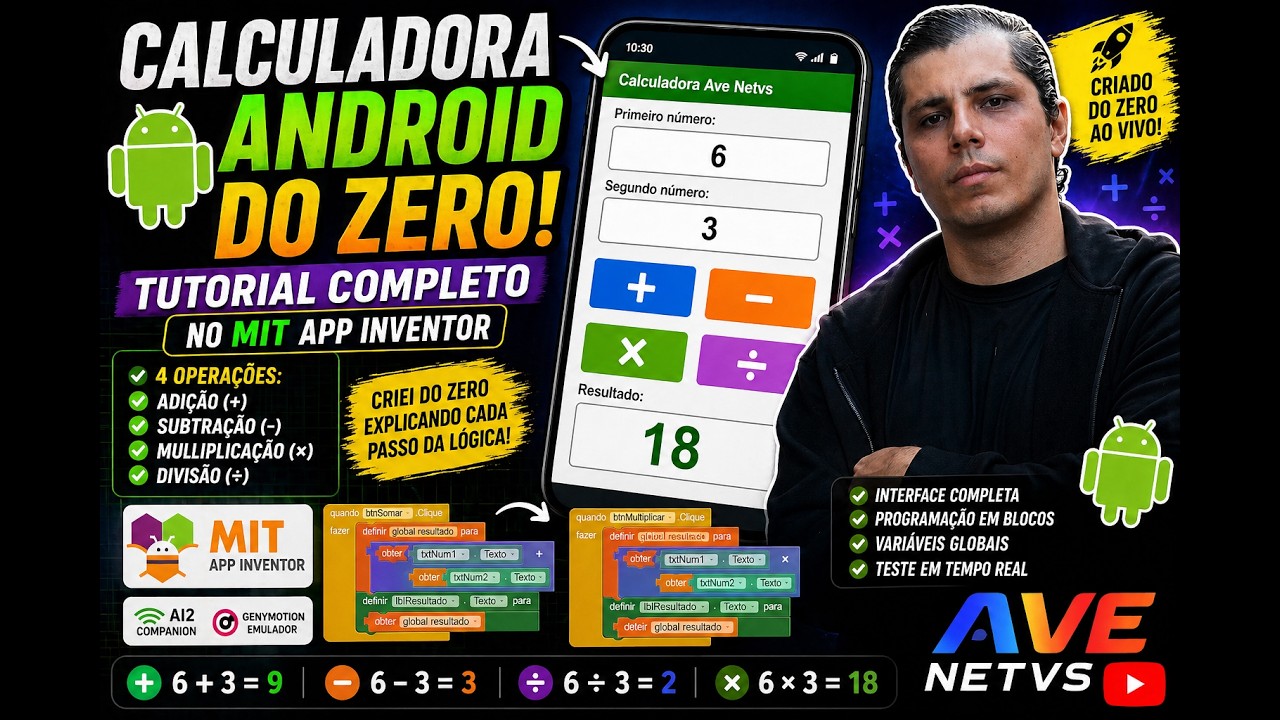 Como Criar CALCULADORA Android do ZERO - MIT App Inventor Tutorial Completo (Lógica)