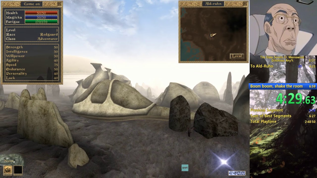 Morrowind Speedrun- Any%, No Major Glitches in 6:28 (without loads) / 6:54 (with loads)