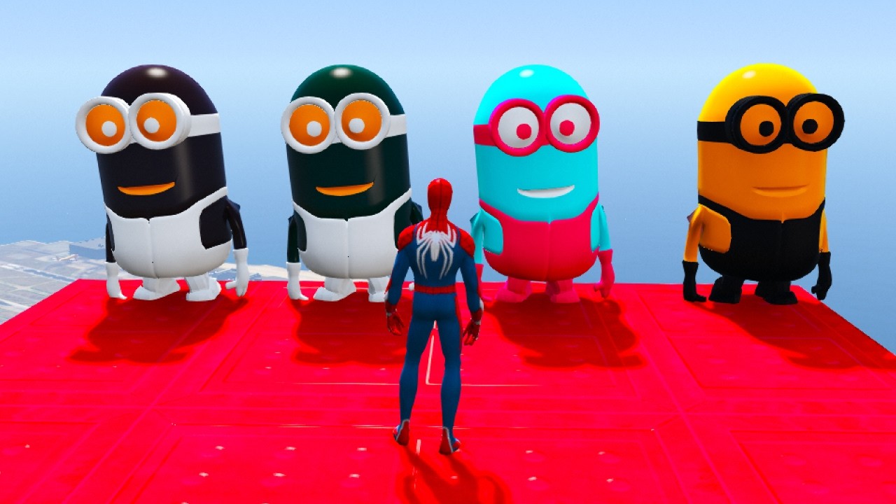 GTA 5 Red Spiderman VS Red/Green Minion! 💥 Epic Ragdolls & Fails 😂 #24