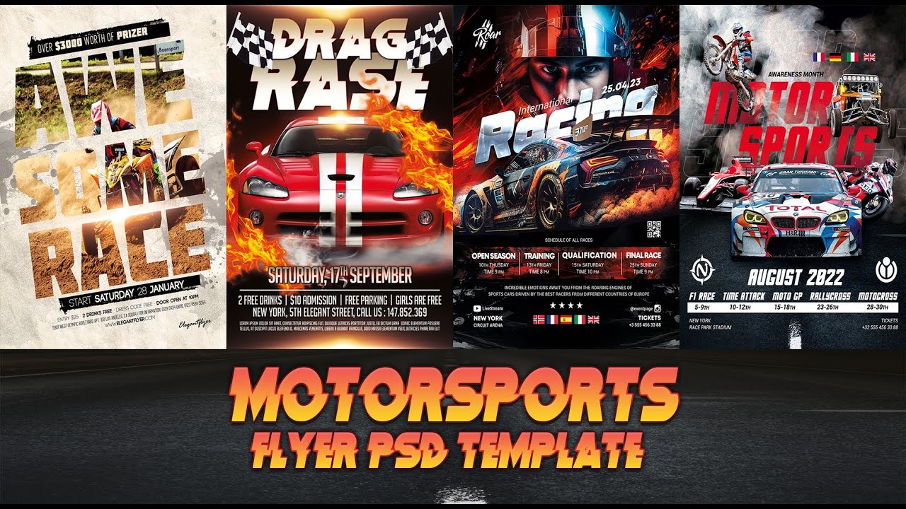 International Racing Motorsports Flyer PSD Template Free || Motocross Championship Flyers Psd