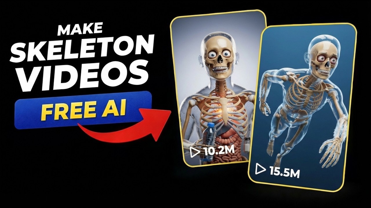 How To Make Viral AI Skeleton Educational Shorts for Free (Full Step-by-Step Tutorial)