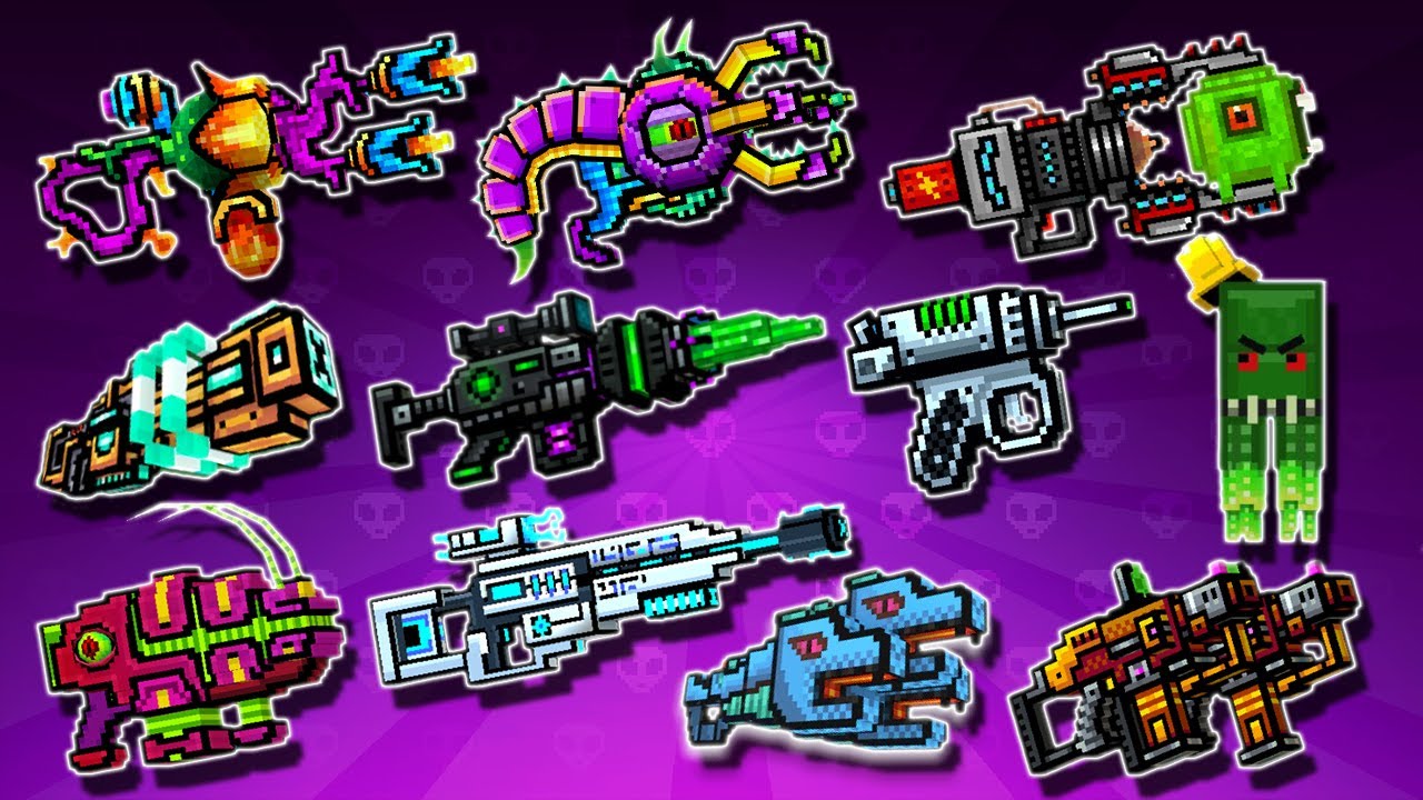 Pixel Gun 3D - New Alien Lottery Weapons Damage + Gameplay