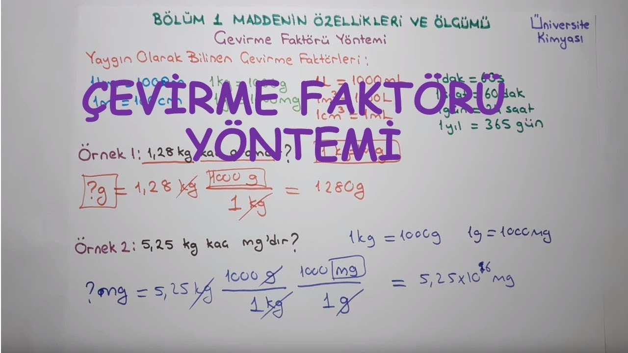 Genel Kimya 1-Bölüm 1-Maddenin Özellikleri ve Ölçümü-Çevirme Faktörü Yöntemi
