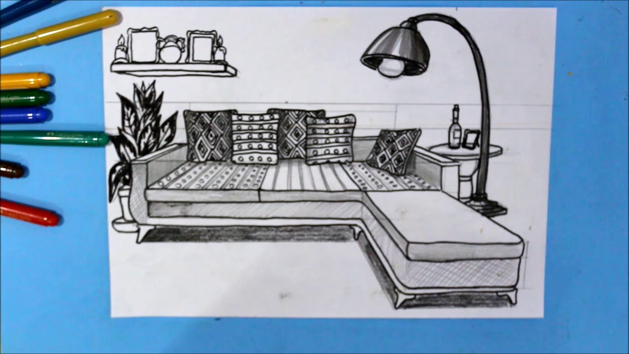 perspektif oda nasıl  çizilir /  how to draw livingroom