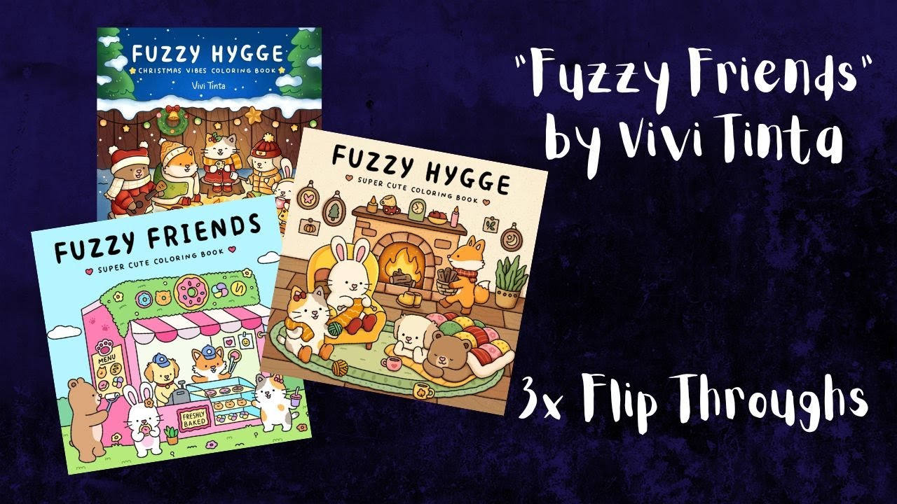 3 Cosy Comfy Coloring Books - Fuzzy Friends series by Vivi Tinta - Flip Through