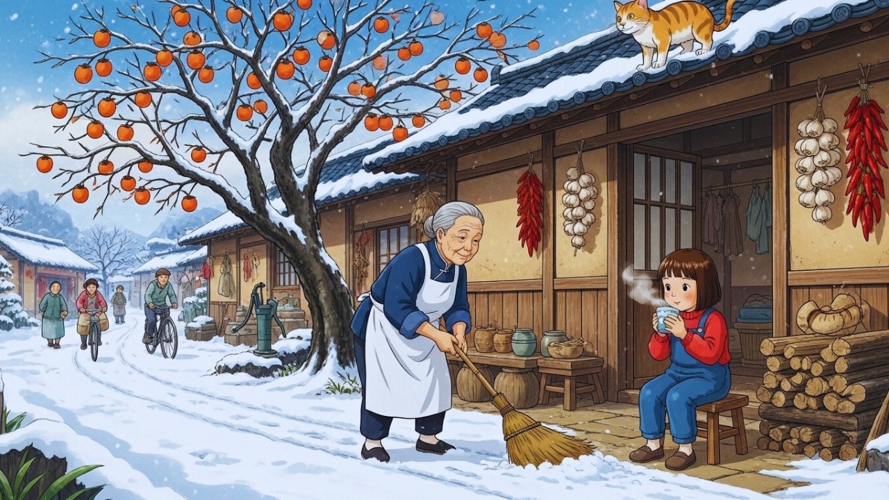 Quiet Village Life through Snowy Memories and Soft Rain for a Peaceful Mind | Ghibli Inspired