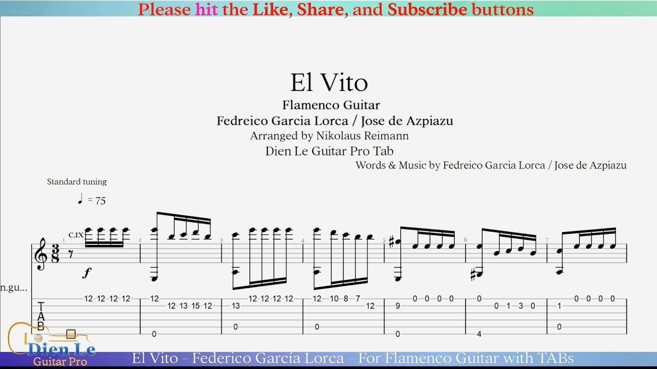 El Vito - Federico García Lorca - For Flamenco Guitar with TABs