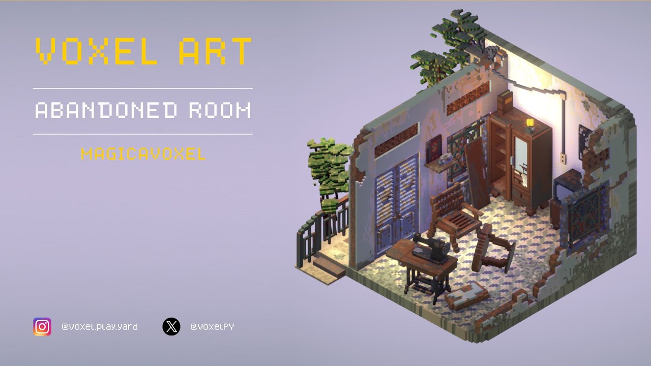 Voxel Art - Abandoned room - Magicavoxel Timelapse