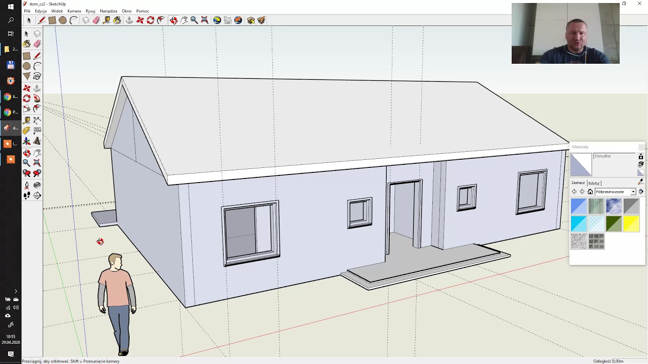 SketchUP. Projekt domu część 5. Okna i dach.