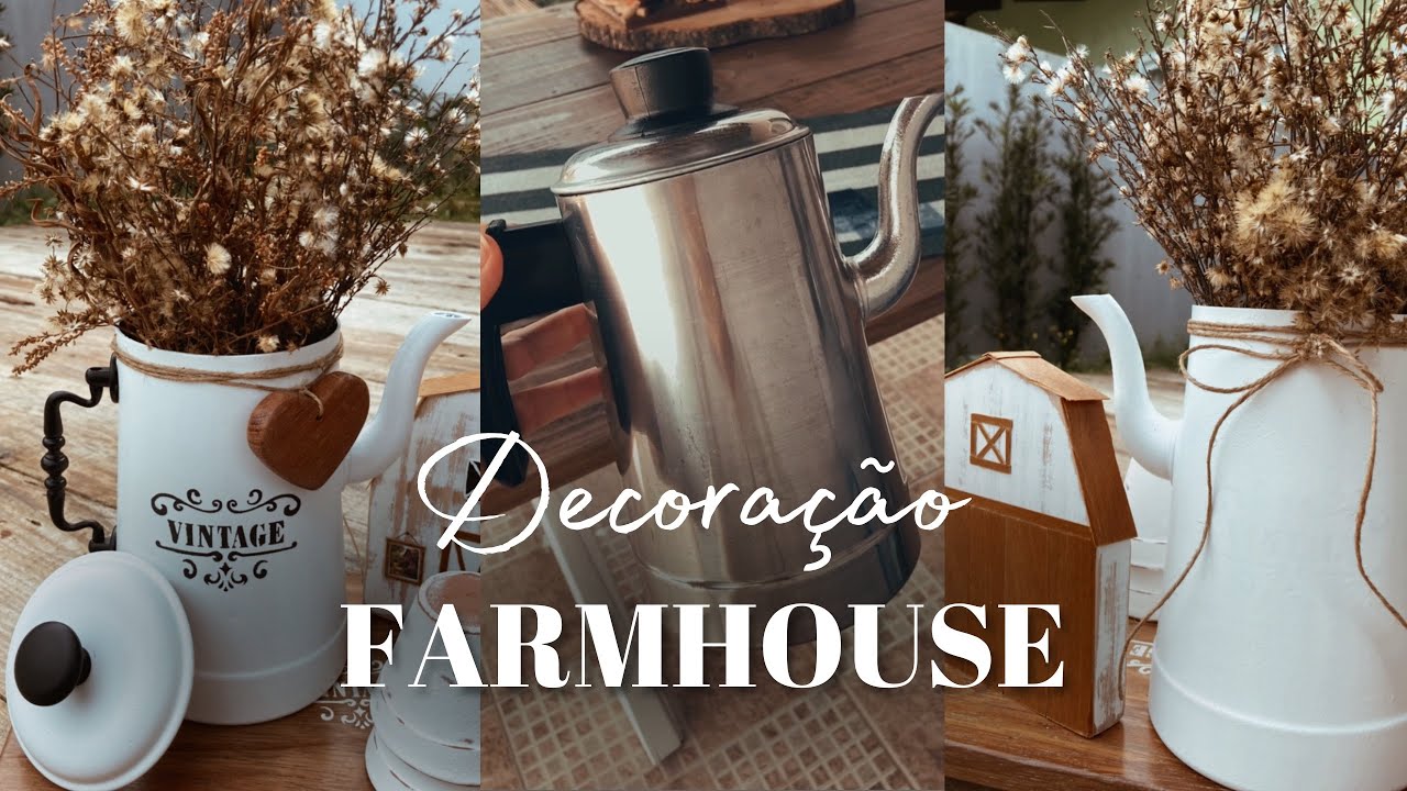 Transformei esse BULE simples em uma linda peça VINTAGE, RÚSTICA estilo FARMHOUSE.