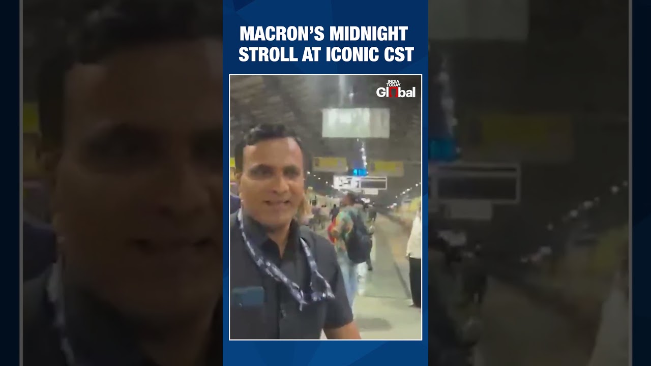 French President Emmanuel Macron Explores Historic CST Station After Official Meetings In Mumbai
