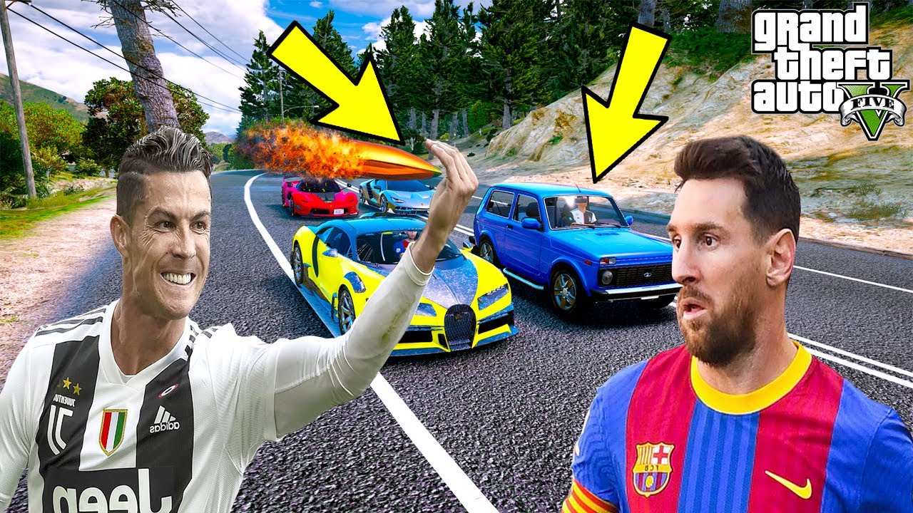 RONALDO ÇİN'DEN GELEN MERMİDEN HIZLI ARABAYLA MESSİNİN PAHALI SÜPER ARABALARIYLA YARIŞIYOR!! - GTA 5