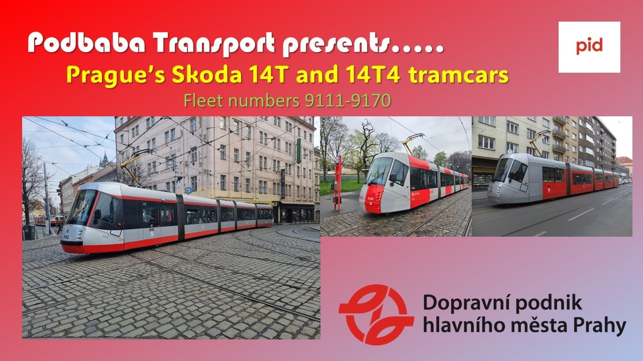 Prague Skoda 14T and 14T4 trams in April 2023