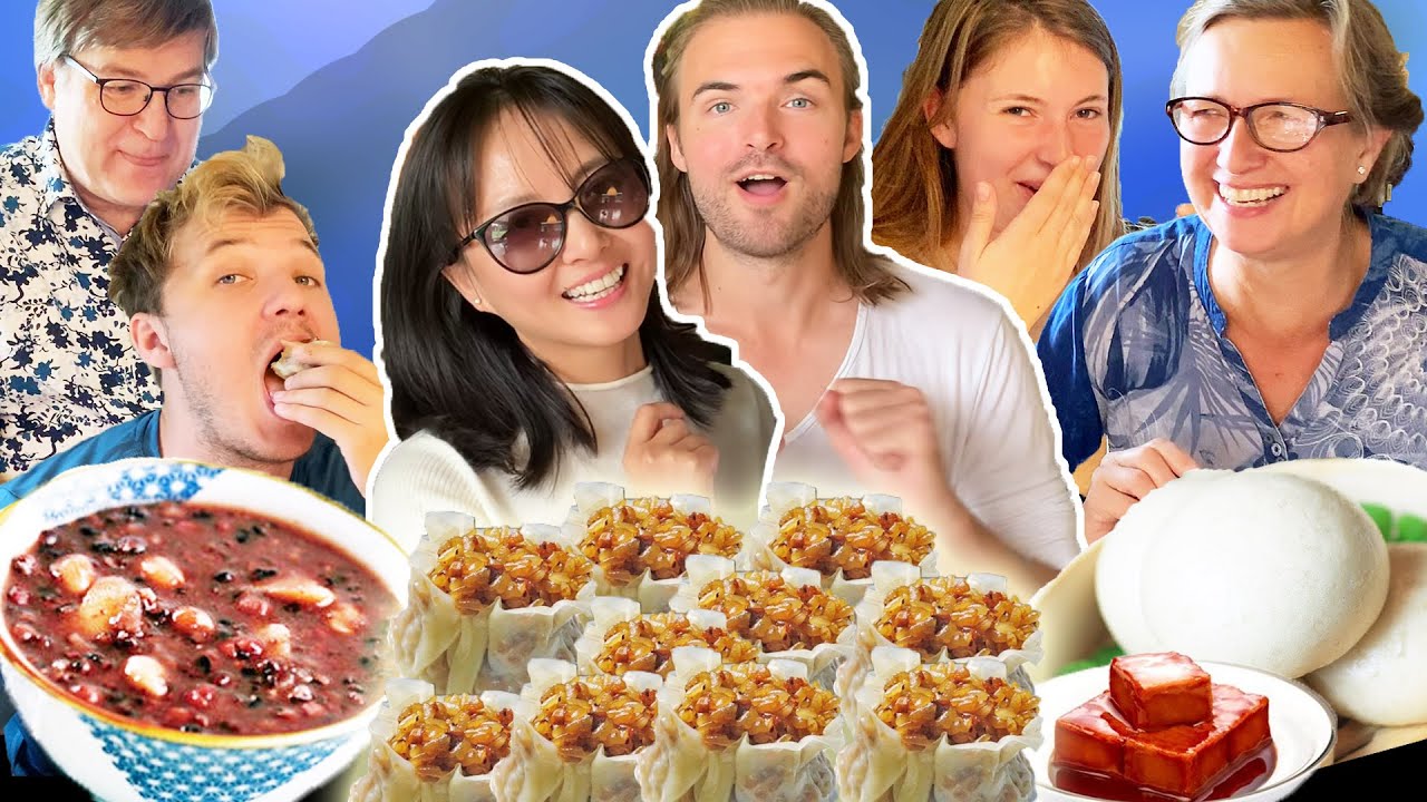 给外国公婆蒸大笼烧麦煮锅八宝粥就着豆腐乳中国早餐多香! | Foreigners AMAZED at Chinese breakfast! (shaomai/8 treasure porridge)