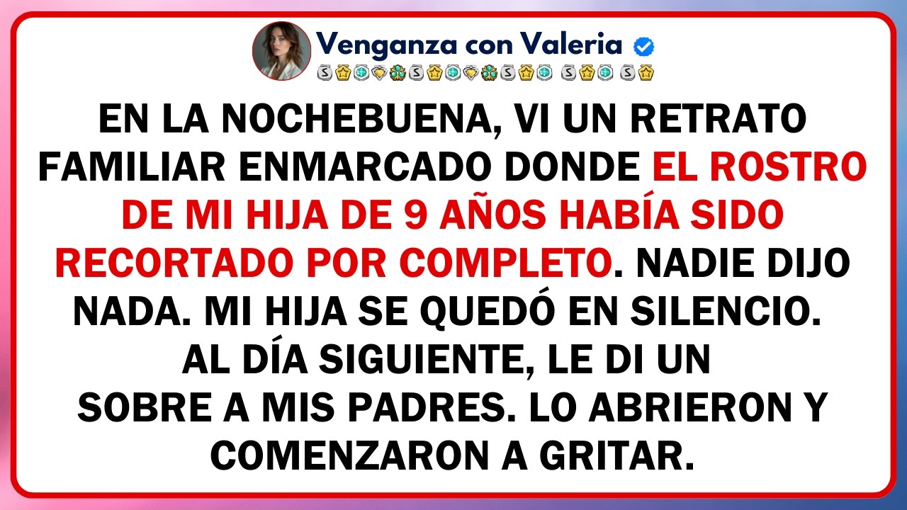 En la Nochebuena, vi un retrato familiar enmarcado donde el rostro de mi hija de 9 años había...