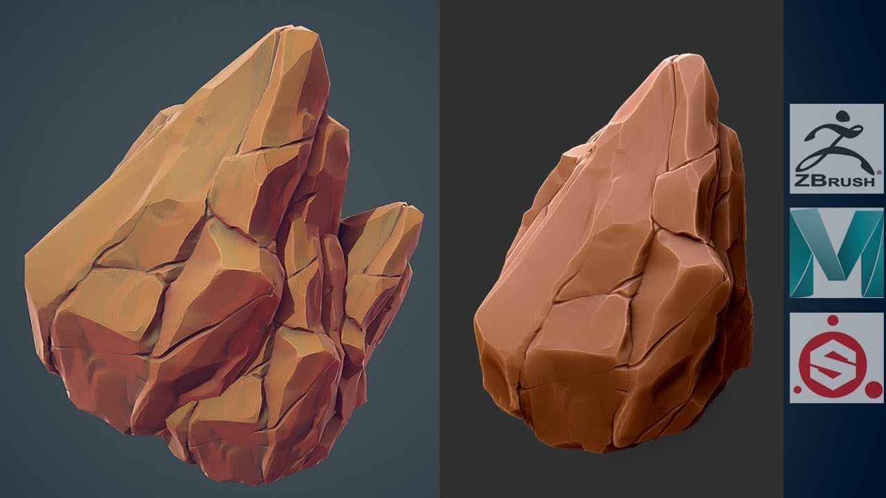 Zbrush 2019, Maya 2019, Painter - Стилизованные скалы