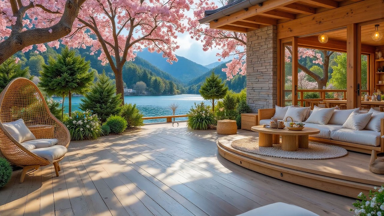 Cozy Spring Porch Ambience at a Cabin 🌸🌿Soft Piano, Relaxing for Anxiety & Stress Relief