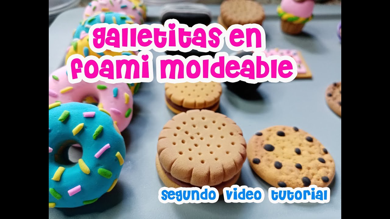 Galletitas de foami moldeable 2o video #fomi #galletas #manualidades #minicakes #dulces #parati